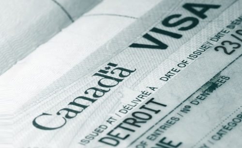 Graphic promoting the renewal of immigration status in Canada, featuring the Canadian flag and application forms.